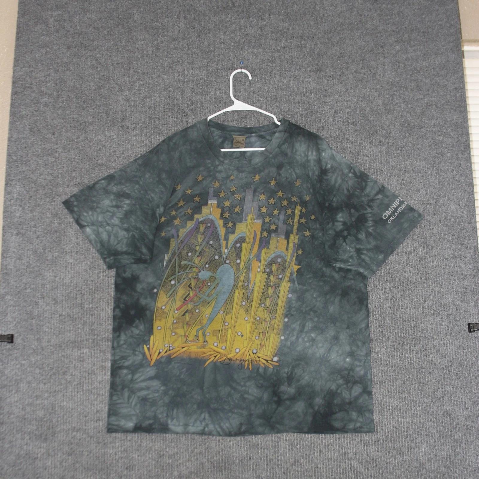 VTG The Mountain Gray T Shirt Mens XXL Tie Dye Kokopelli Art Oklahoma Graphic S