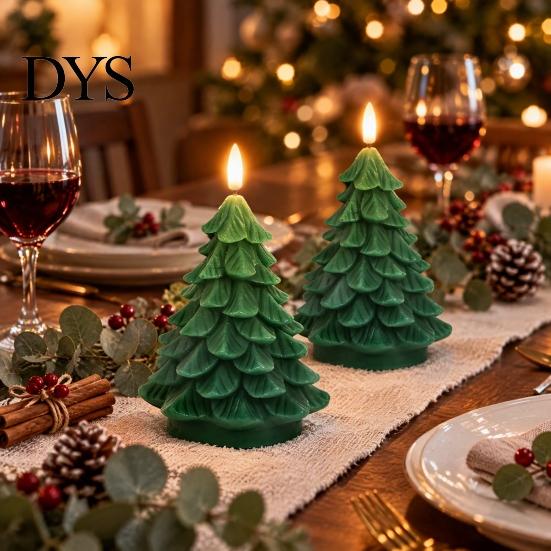 Timer Function Candles Christmas Tree Candles, Flameless LED Flickering Wax with Remote Control, Realistic Battery Operated Pine Decor for Winter