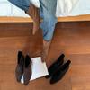 2025 New French Suede Small Square Head Short Boots Women's Sleeve Low Heel Thin Western Fashion Boots Martin Boots Women