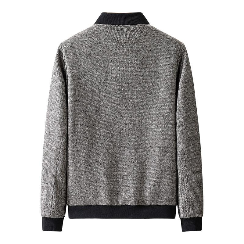 Spring and Autumn Men's Business Casual Versatile Breathable Warm Solid Color Stand-Up Collar Wool Jacket Short Jacket