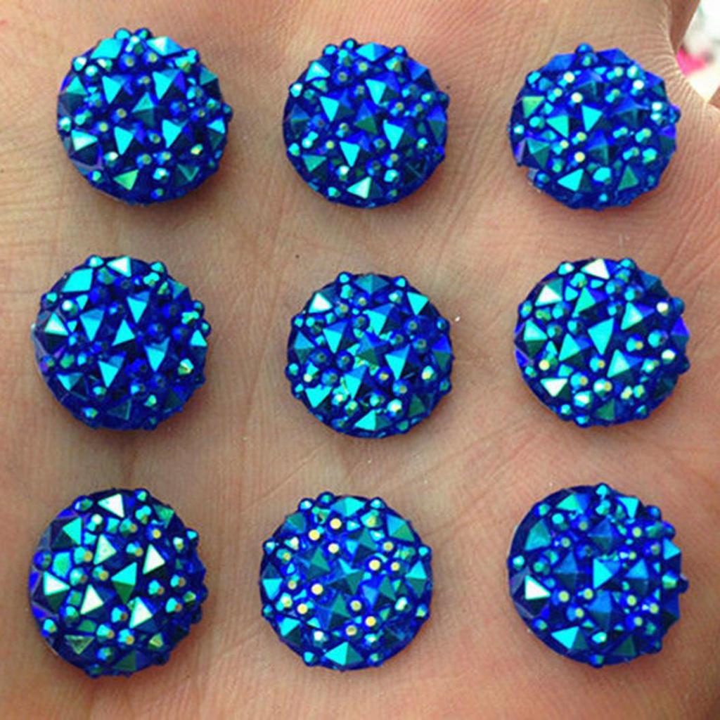 Gör-det-själv 40 st 12 mm rund AB Resin Flatback Rhinestones för telefonbröllopshantverk