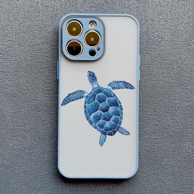 Cool Ocean Turtle Phone Case For iPhone 16 11 12 13 Pro Max Mini 15 14 Pro Max 7 8 Plus X XR Sea Blue Turtle Design Covers