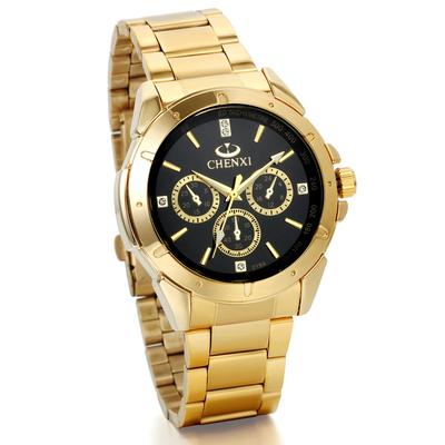 JewelryWe Elegant Quartz Analog Casual Men's Watch, Dial, Display, Gold, Business,