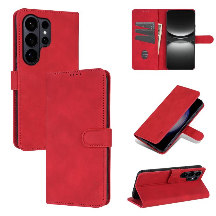 For Samsung Galaxy S26 Ultra 5G AZNS Skin Feel Calf Texture Flip Leather Phone Case For Samsung Galaxy S26 Ultra 5G красный