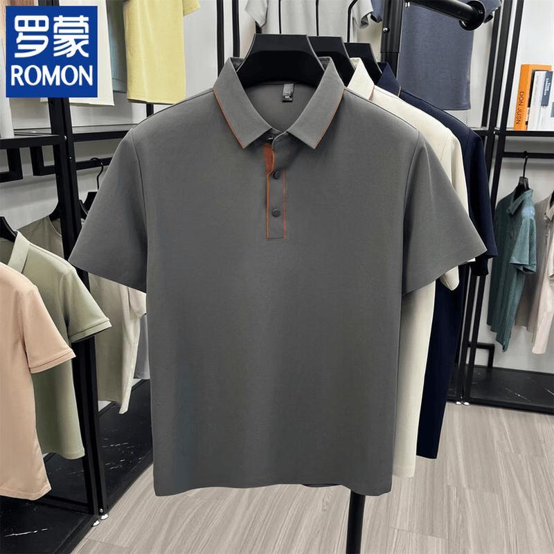 Romon Men s Short Sleeve Lapel Polo T-Shirt 2XL