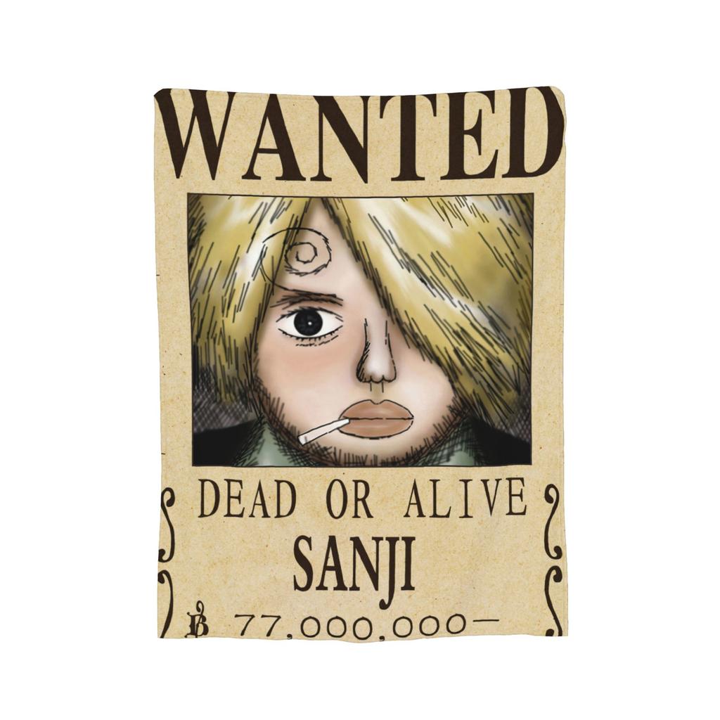 Anime One Piece Wanted Posters Blanket Fleece Decoration  Portable Ultra-Soft Throw Blankets for Bedding Office Bedding Throws