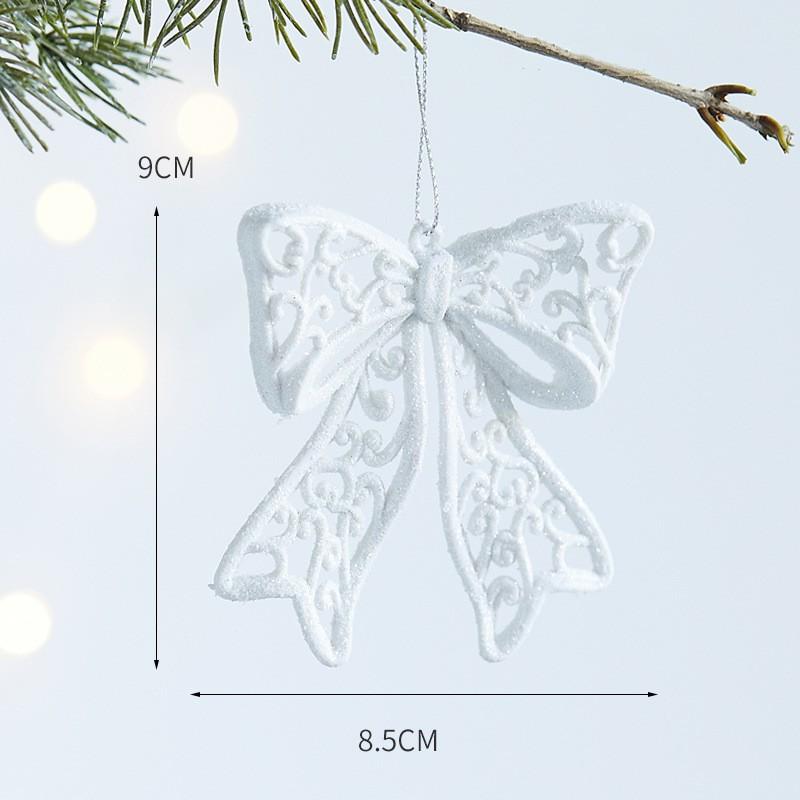 

Christmas Tree White Decoration Fairy Elk Bells Pendant Snowflake Bow Glitter Acrylic Pendant Xmas Tree Hangings Party Decors