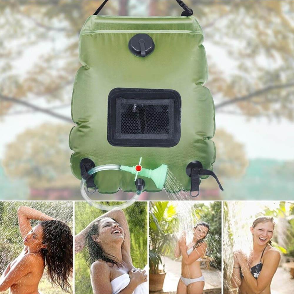 1 Stück Wasserbeutel 20L Outdoor Camping Wandern Solardusche Beutel Heizung Campingdusche Klettern Trinkrucksack Schlauch Umschaltbarer Duschkopf