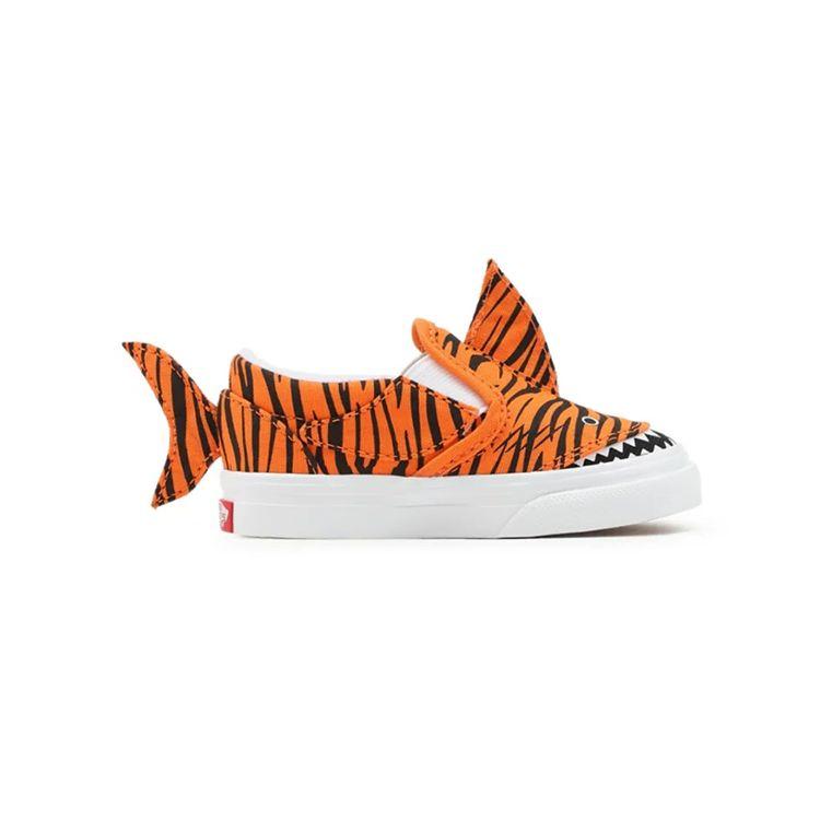 Vans Slip-On V Toddler Tiger Shark Baby Sneakers Orange Orange-Tiger True-White VN0A7Q4Z8CF