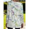Large Size Women's Spring and Summer New Printed Loose Long-sleeved Tops with Pockets