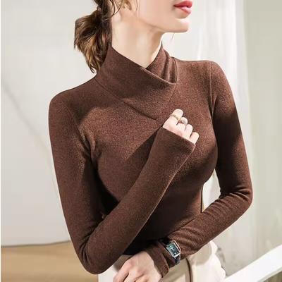 Spring Half High Collar Underlay Overlay Thick Warm Long Sleeve Women T Shirt Shirt Blous Clothing Slim