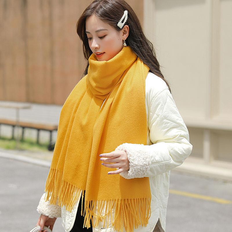 Women's Faux Cashmere Warm Scarf - Autumn/Winter Solid Color Korean Style Shawl