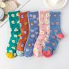 Zufällige Fünf Paar Damen Socken Mode Druck Cartoon Muster Socken Winter Dick Warm Frottee Frottee Socken