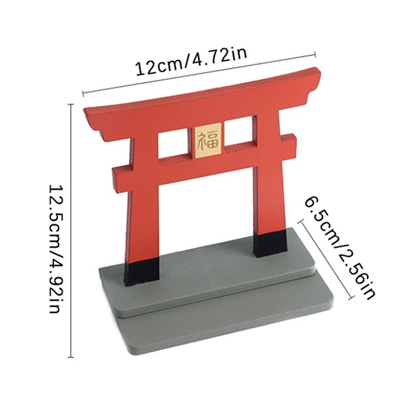 1Pc Building Model Japanese Shinto Torii Wooden Gate Japanese Shrine Statue Miniature Shrine Home Desktop Decoration