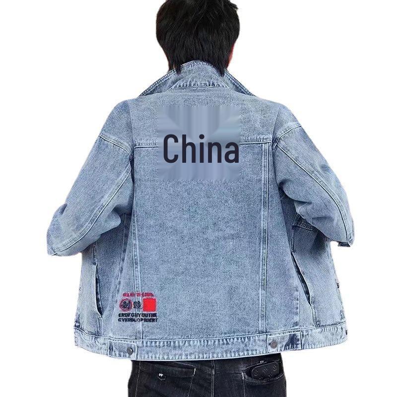 Men's 2022 Spring/Autumn Denim Jacket, Trendy Korean Style with Embroidery, Handsome Casual Top.