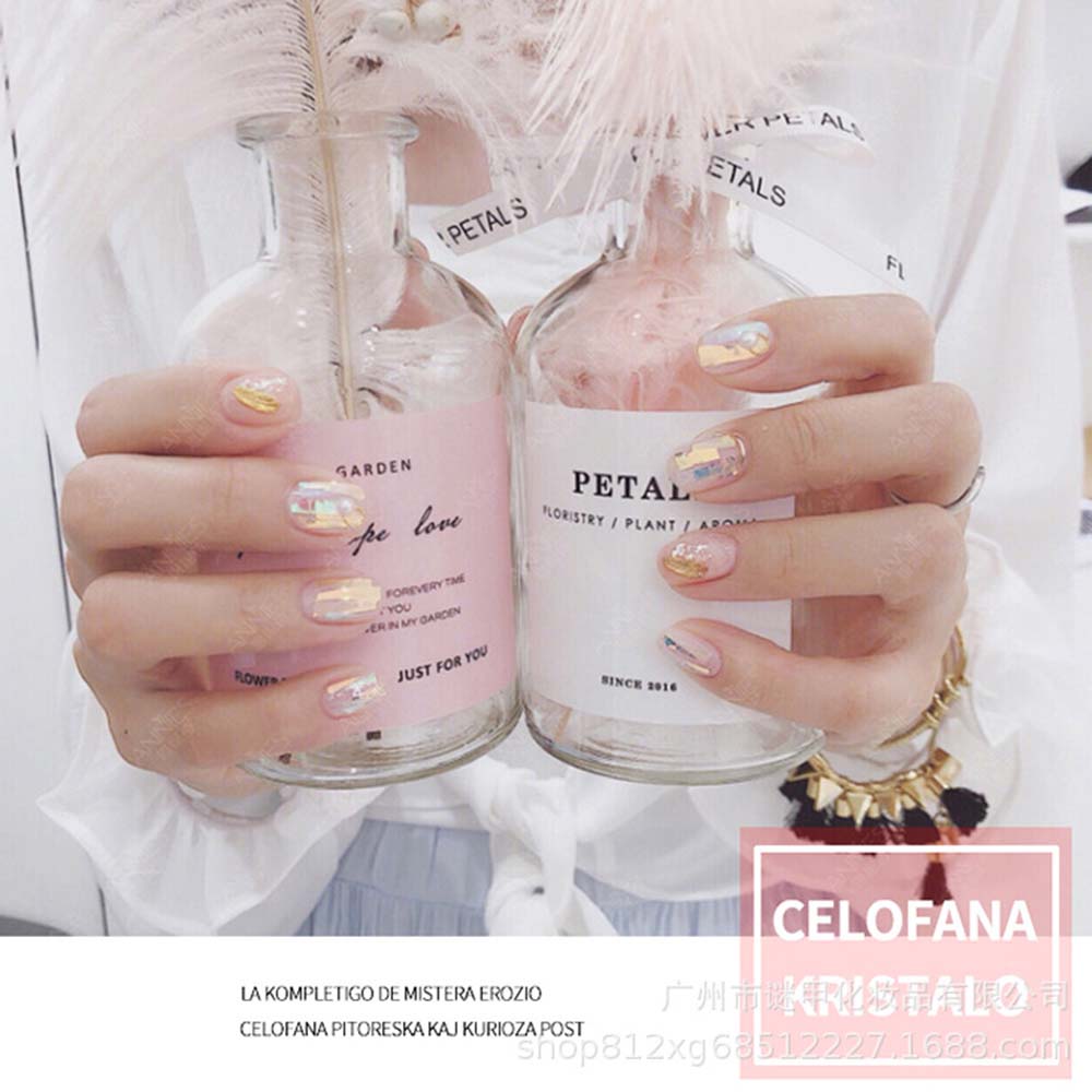 Decal Nail Stickers Aurora Broken Glass Foils Laser Cellophane Nail Foil Film Nails Art Decoration