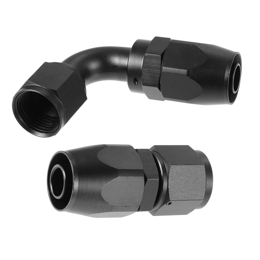 uxcell Swivel Hose End Fitting Adapter 4pcs AN10 Straight and 2pcs AN10 90 Degree for Braided Fuel Hose (Black)