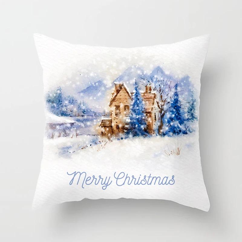 Blauer Schneeflocken Weihnachts-Kissenbezug Heimdeko Ornament Anhänger Geschenk Kissen