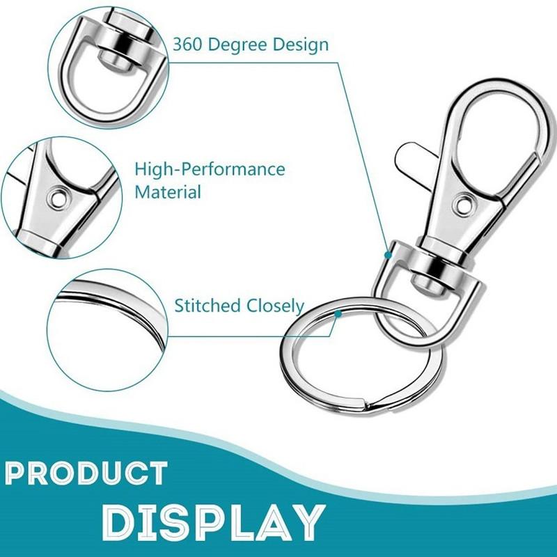 11/111Pcs Swivel Snap Hooks With Key Rings Premium Metal Swivel Lobster Claw Clasps For Keychain DIY Jewelry Crafts