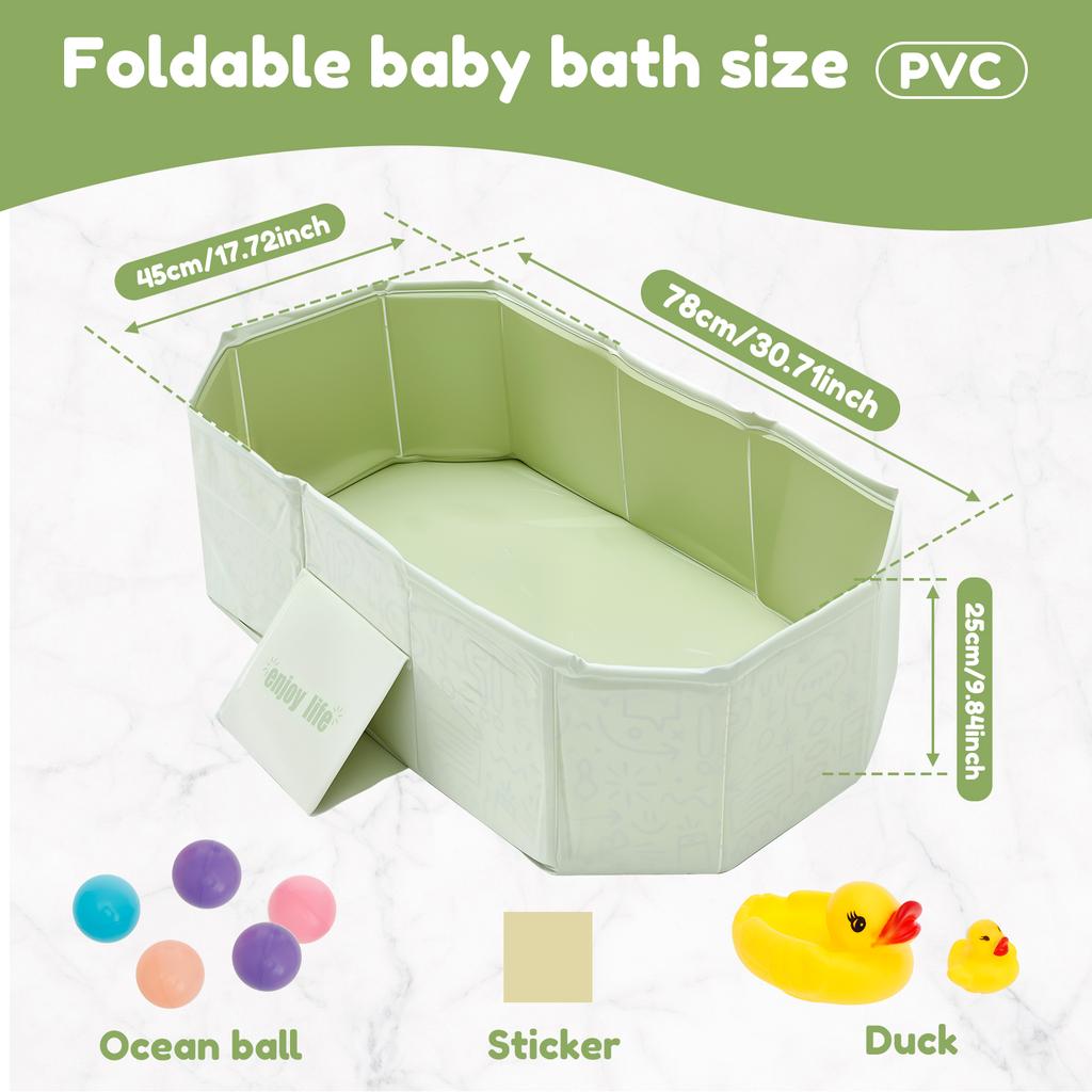 Foldable Baby Bath Thickened Large Size Portable PVC Kids Tub Collapsible Durable Newborn Child SPA Hot Bathtub 5 Balls & 2 Duck