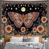 Butterfly Tapestry Moon Star Retro Floral Sunflower Plant Tapestries for Bedroom Witchy Aesthetic Room Decor Tapestries Wall