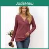Knit Winter Autumn And Womens Tops Blouse Solid Color Vneck Buttons Loose Thinly Long Sleeve Tops