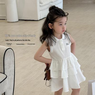 Girls' White Summer Vest Dress, Princess Academy Style, Available In Large and Small - New Style 26.