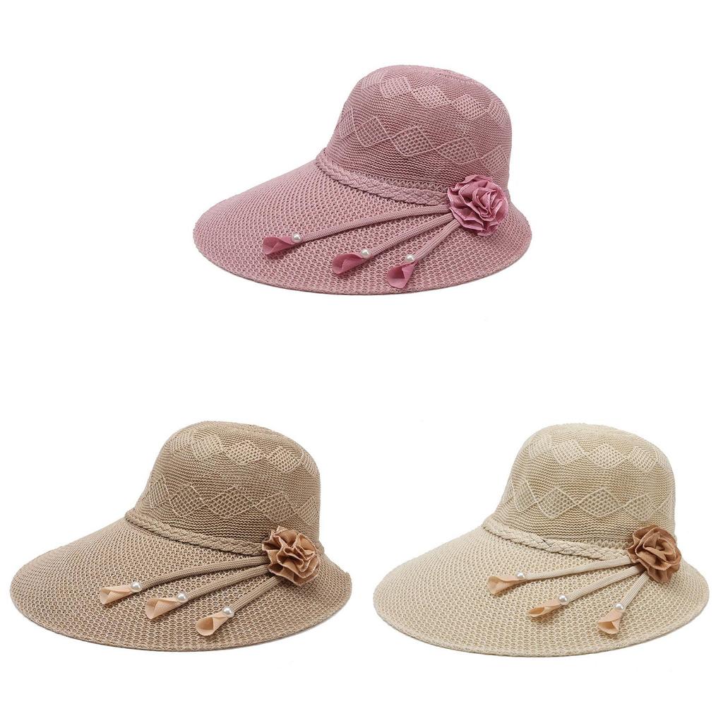 Sun Protection Wide Brim Cotton Straw Hat For Summer Beach Casual Women