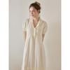 Lunaluz Women Sheryl Sandwashing Collar Neck Short Sleeve Dress Pajamas