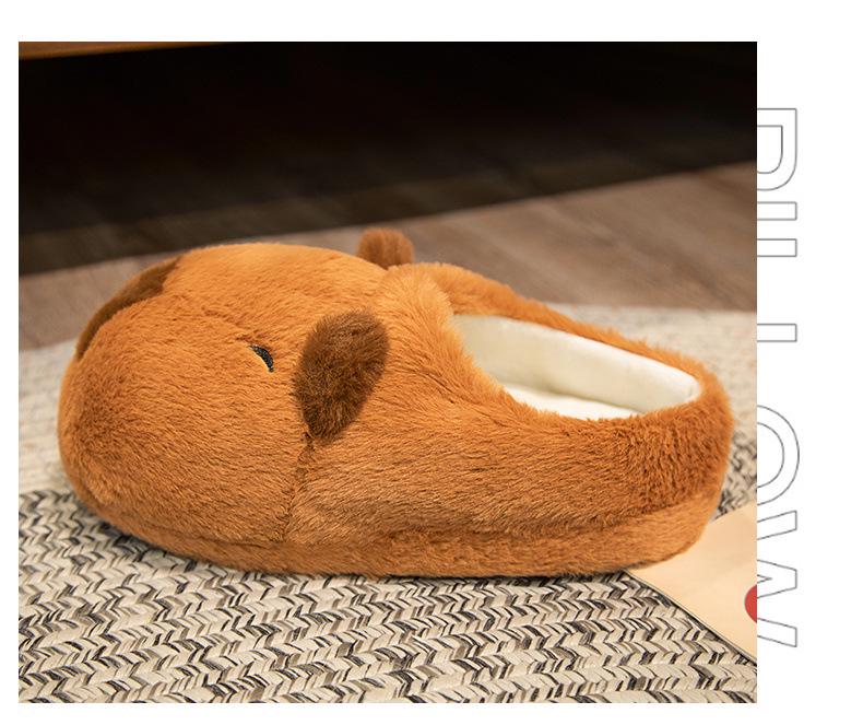 Cozy Capybara Slippers: Warm, Non-Slip Cotton Shoes for Indoor Winter Wear and Doll Play for Girls