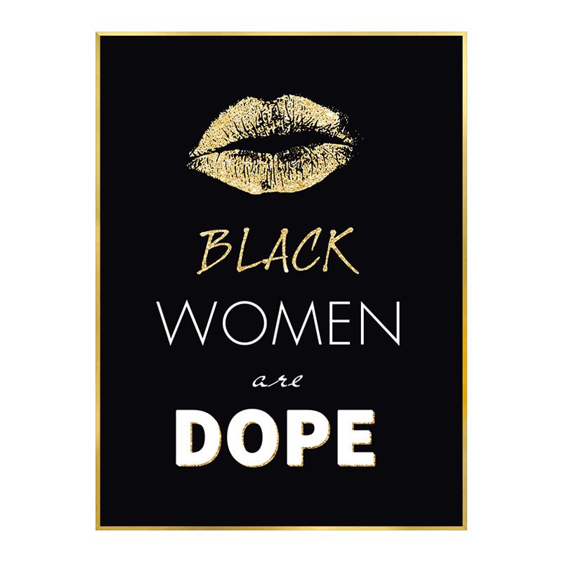

Модная черная девушка с цитатами, золотой постер для губ, роскошная книга, духи, декоративные картины, холст, настенные художественные фотографии, декор для спальни 21x30cm No Framed