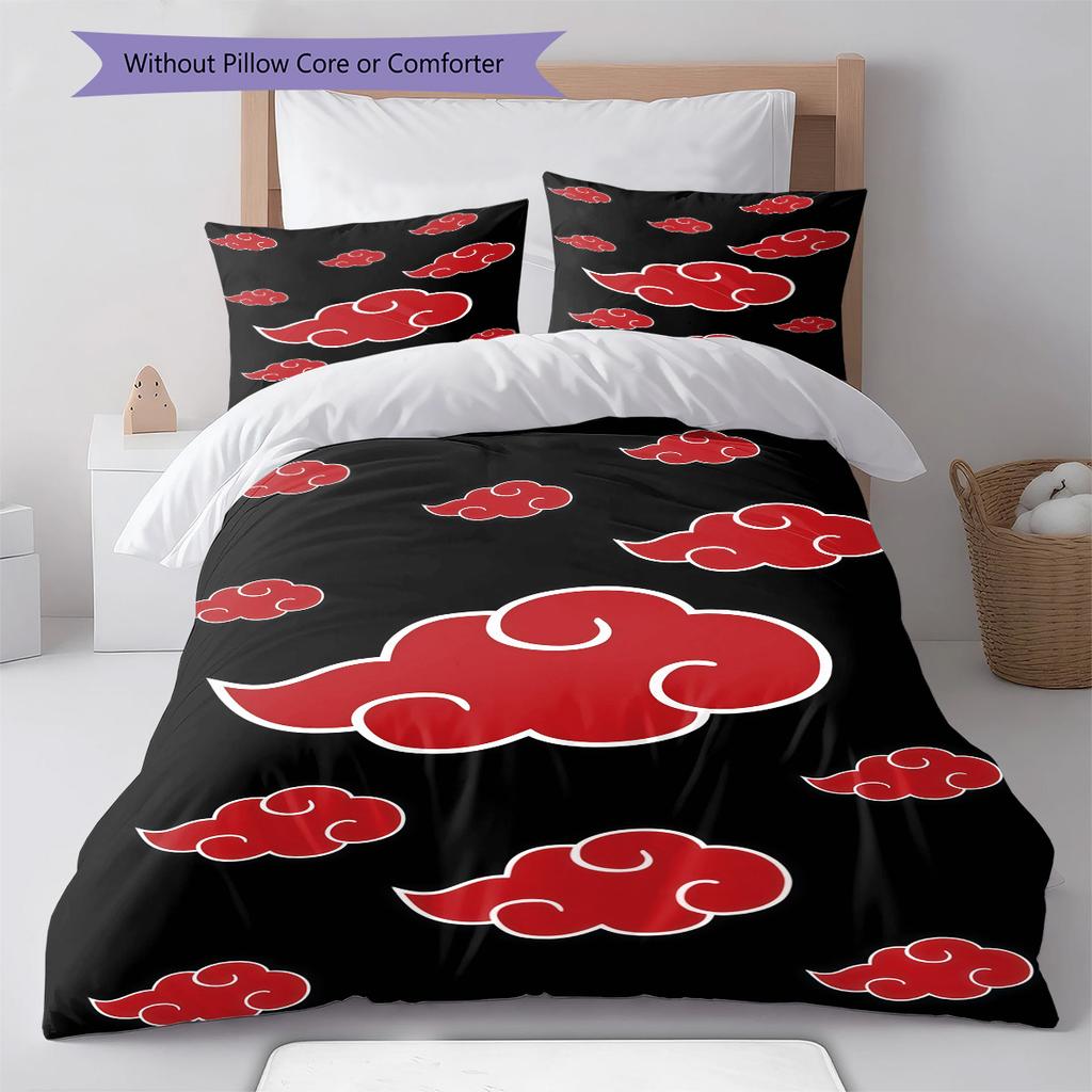 Naruto Pattern Bedding Quilt Set Quilt Cover Pillowcase Home Birthday Gift(1 * Duvet Cover + 2 * Pillowcase, Without Core)