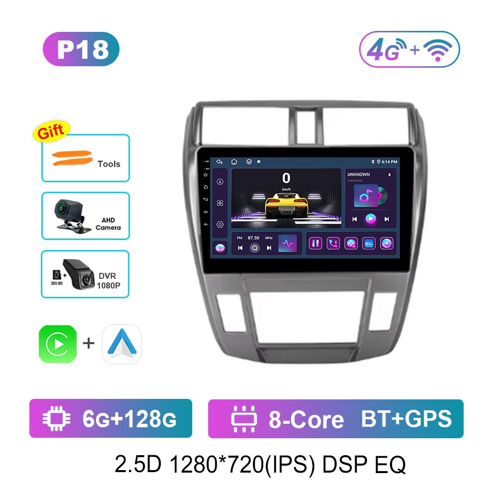 For Honda City 2008 - 2013 Android System Car Video Multimedia Player GPS 10.1 Inch 2.5D Screen  DSP Stereo 4G WiFi GPS Navi