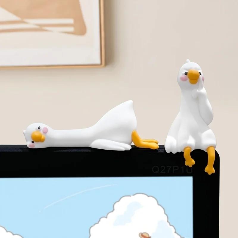 1pc Big White Goose Car Ornament, Center Console Decor, Cute Car Interior Decoration, Desktop & Computer Table Hanging Pendant