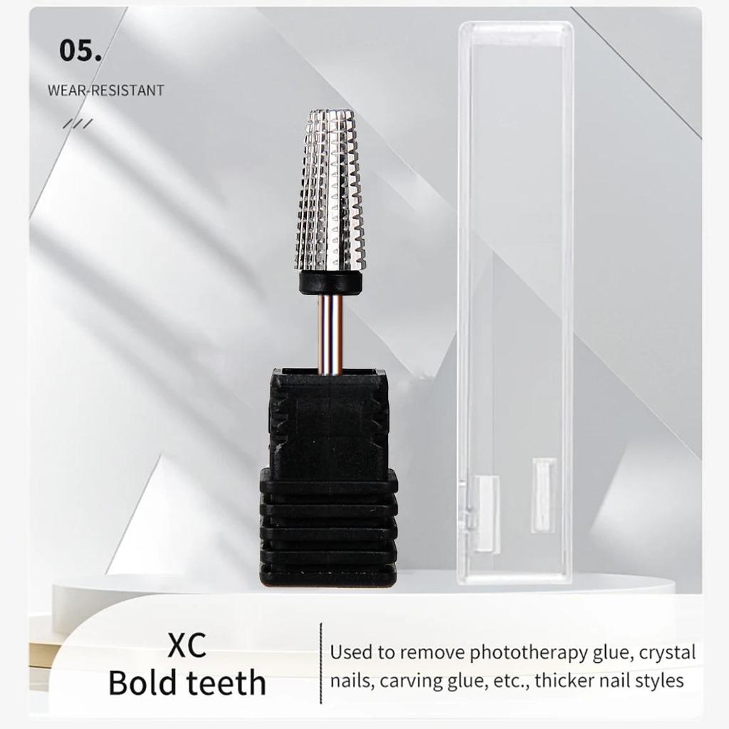 5-in-1 Tungsten Steel Nail Drill Bits with Serrated Tip – Ideal Accessories for Electric Manicure Drills Nail Files