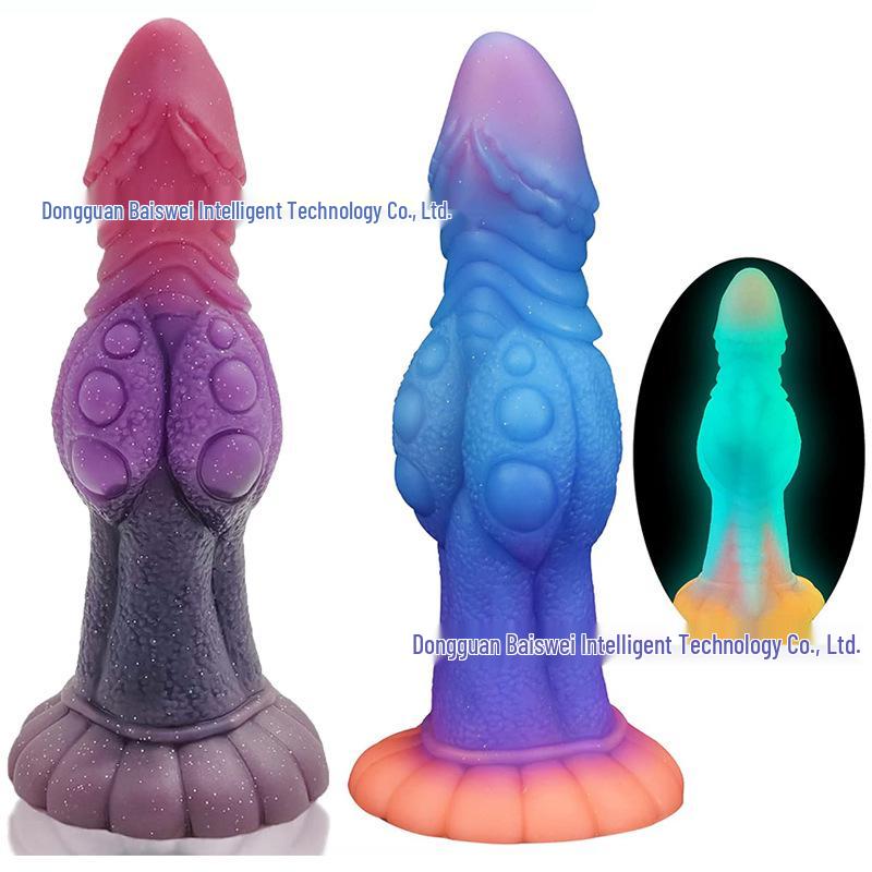 Leuchtender Silikon Unregelmäßiger Butt Plug & Perlen, Bunte Leuchtende Hintere Erotik.