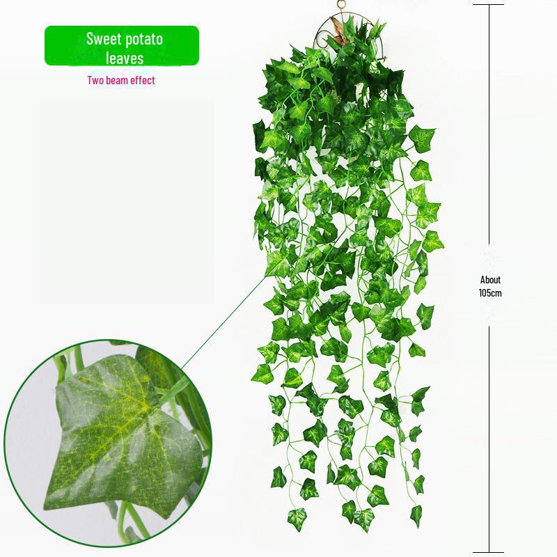 

Искусственная зелень на стене: Искусственная виноградная лоза с листьями плюща, редиса и винограда. Sweet potato leaves
