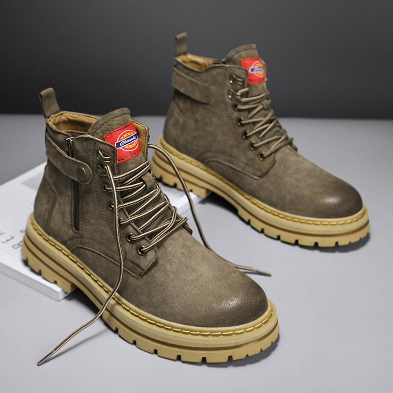 Men's High-Top Boots Genuine Leather Breathable Work Boots Trendy Autumn Winter Ankle Boot