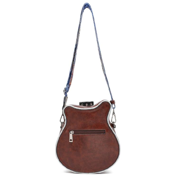 PU Leather Crossbody Bag in Guitar Shape Student Shoulder Bags Adjustable Strap for School Rehearsals and Performances