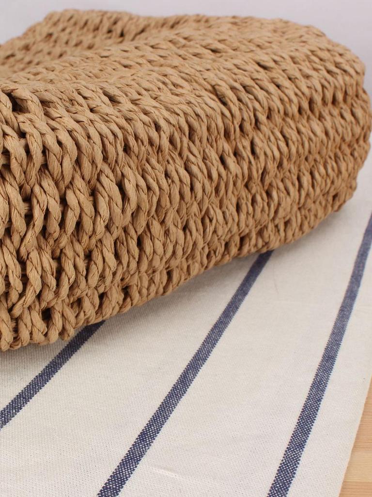 Torba plażowa pleciona ręcznie z drewnianą rączką w stylu Mori – Duża pojemność