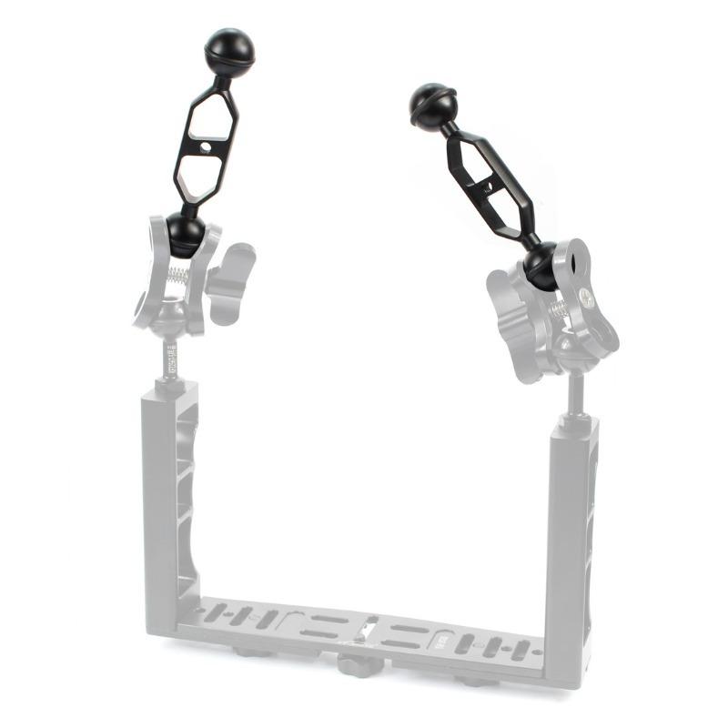 Adaptateur à rotule 1" Bras d'extension à double rotule 5 7 9 11 pouces pour GoPro Fixation à pince papillon sous-marine Éclairages de plongée