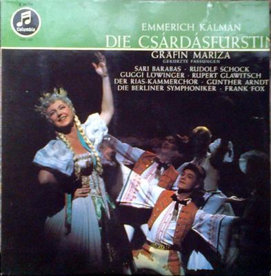 LP Record EMMERICH KLMN  Die Csrdsfrstin  Grfin Mariza C80719 Columbia Germany Classical Used
