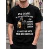 Herren Schwarzes Kurzarm-T-Shirt Mit Deutschem Text Und Sensenmann-Grafik, Rundhals, Lockere Passform, Freizeitkleidung Für Bierliebhaber