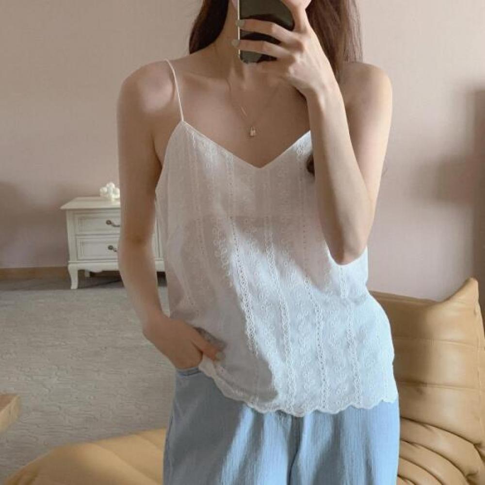 New Arrivals Open Run Sleeveless Women Layered Strap Cotton Detail