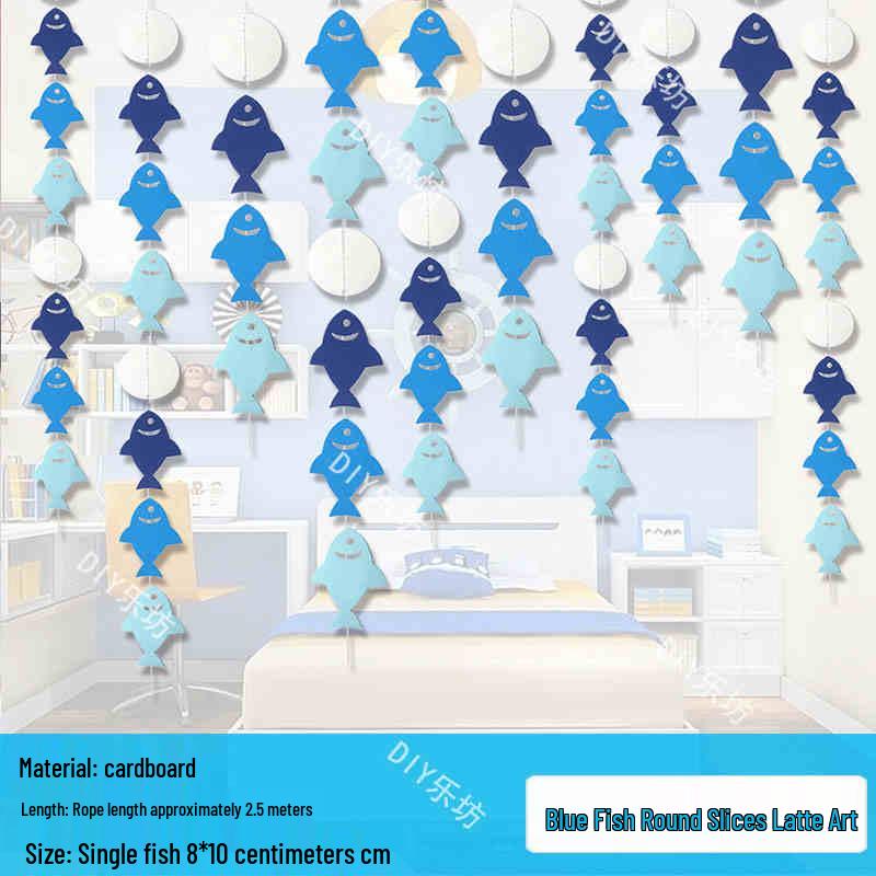 Blue Ocean Sky Tassel Ribbon Flag - Western Summer Theme Crepe Decoration