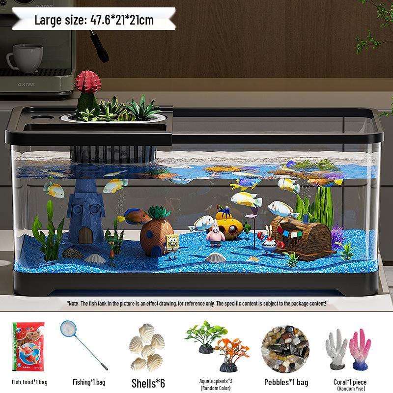 Eco-Friendly Desktop Goldfish Tank with Integrated Filter & Aerator for Living Room – Betta Fish Landscaping Aquarium