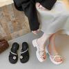 Set of toe crossed cool slippers female 2025 summer new fairy style versatile retro casual fashion soft bottom mop