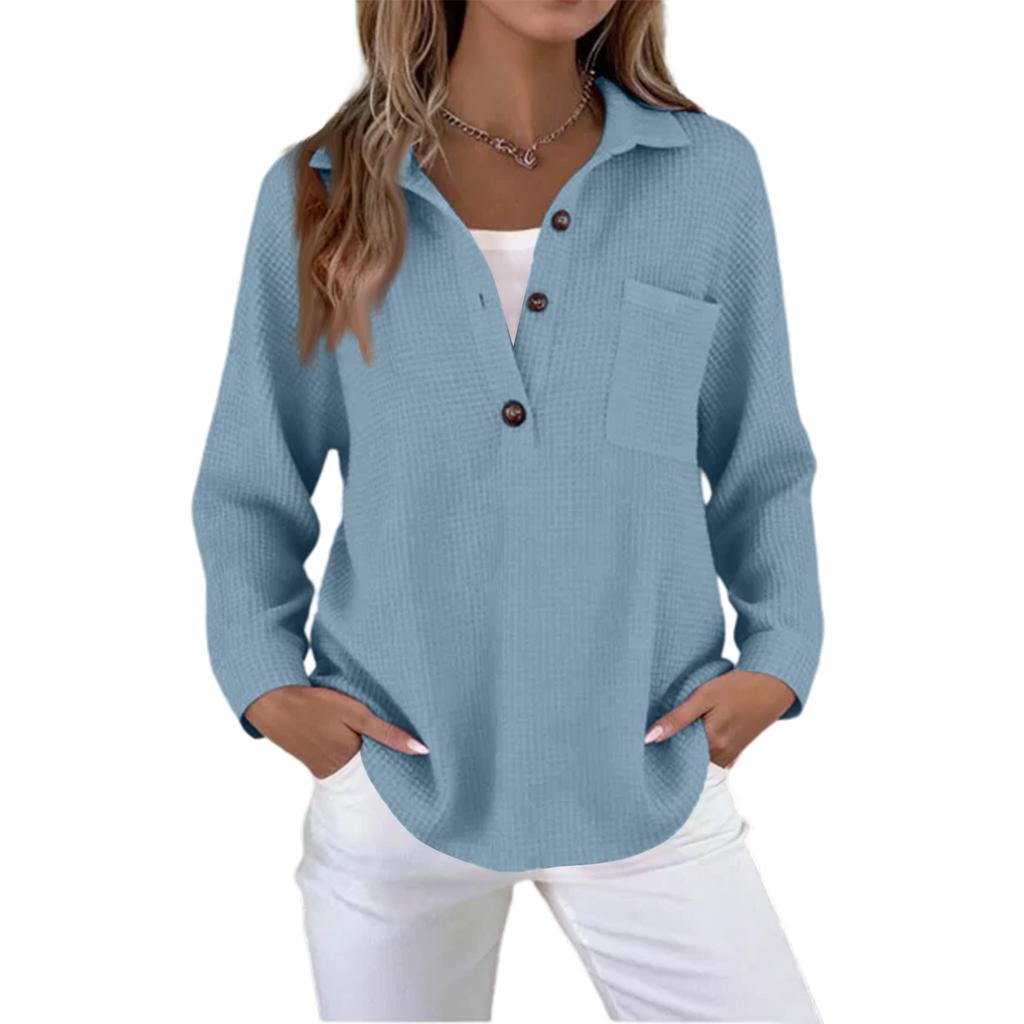 Women's Casual Loose Fashion Color Ribbed Long,Sleeved Pullover Top