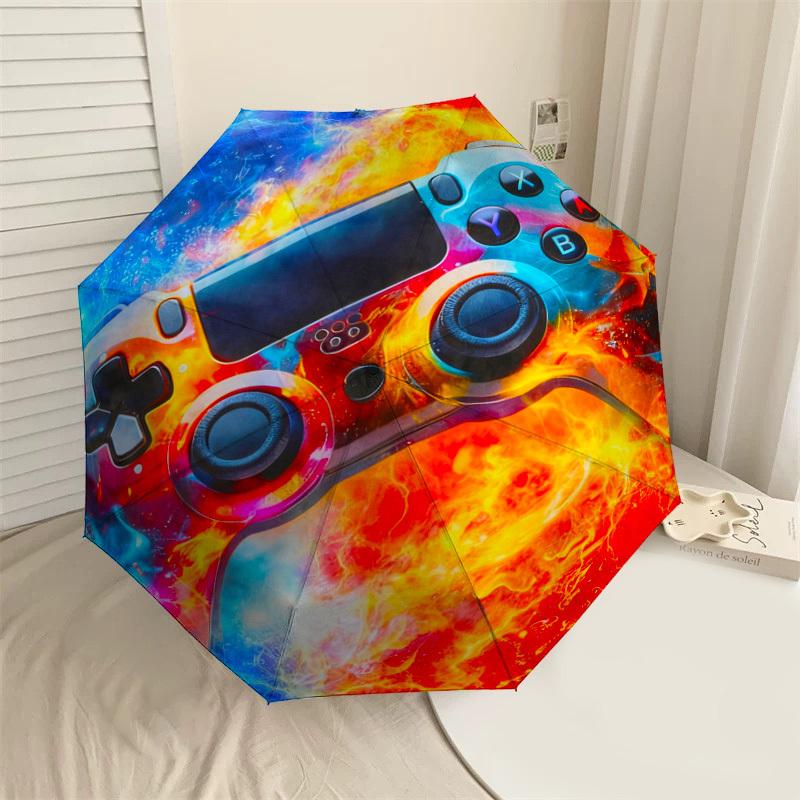 1pc Fire Lightning Pattern Umbrella Design Automatic Opening and Closing Umbrella, High-quality Travel Umbrella, C1128150