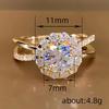Huitan Sunflower Moissanite Zirconia Crossover Proposal Ring